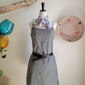 Vintage green and cream checked summer dress